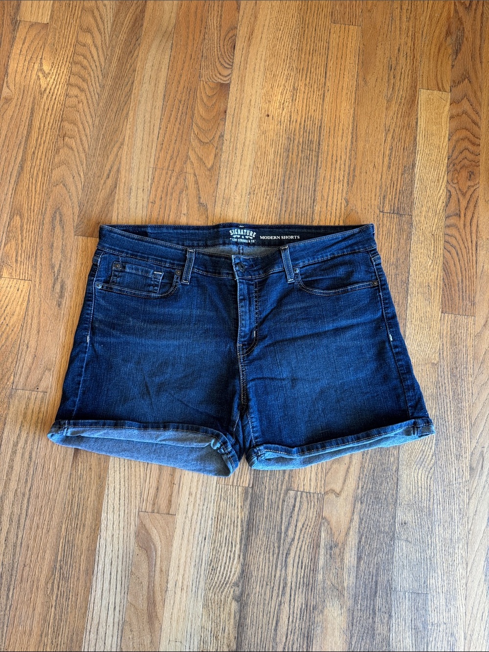 Signature Dark Indigo Cuffed Denim Shorts